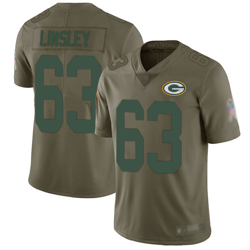 Green Bay Packers Limited Olive Men #63 Linsley Corey Jersey Nike NFL 2017 Salute to Service